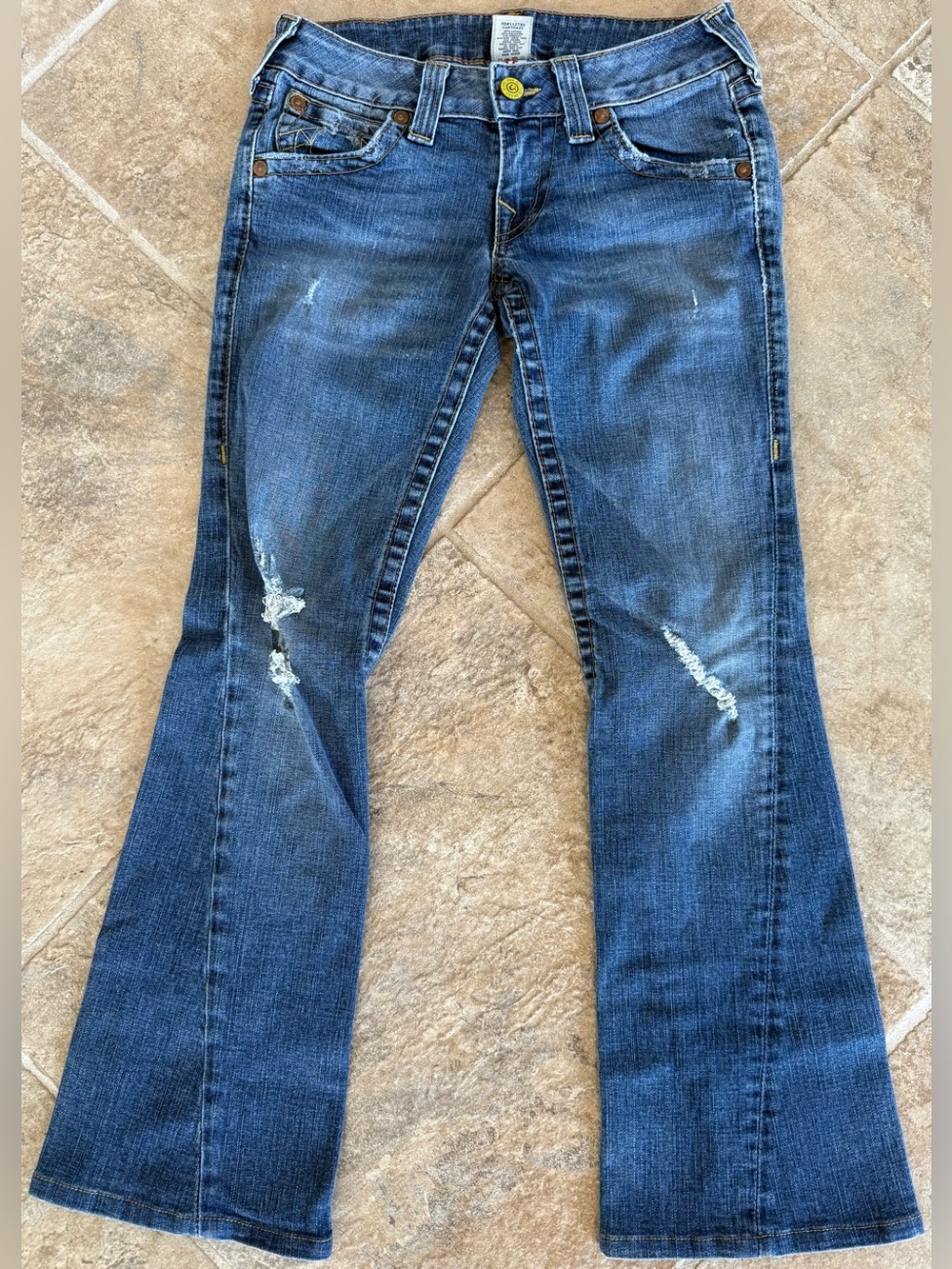 VTG True Religion Jeans Womens 28x33 Joey Twisted Seam Flare Leg Low Rise USA